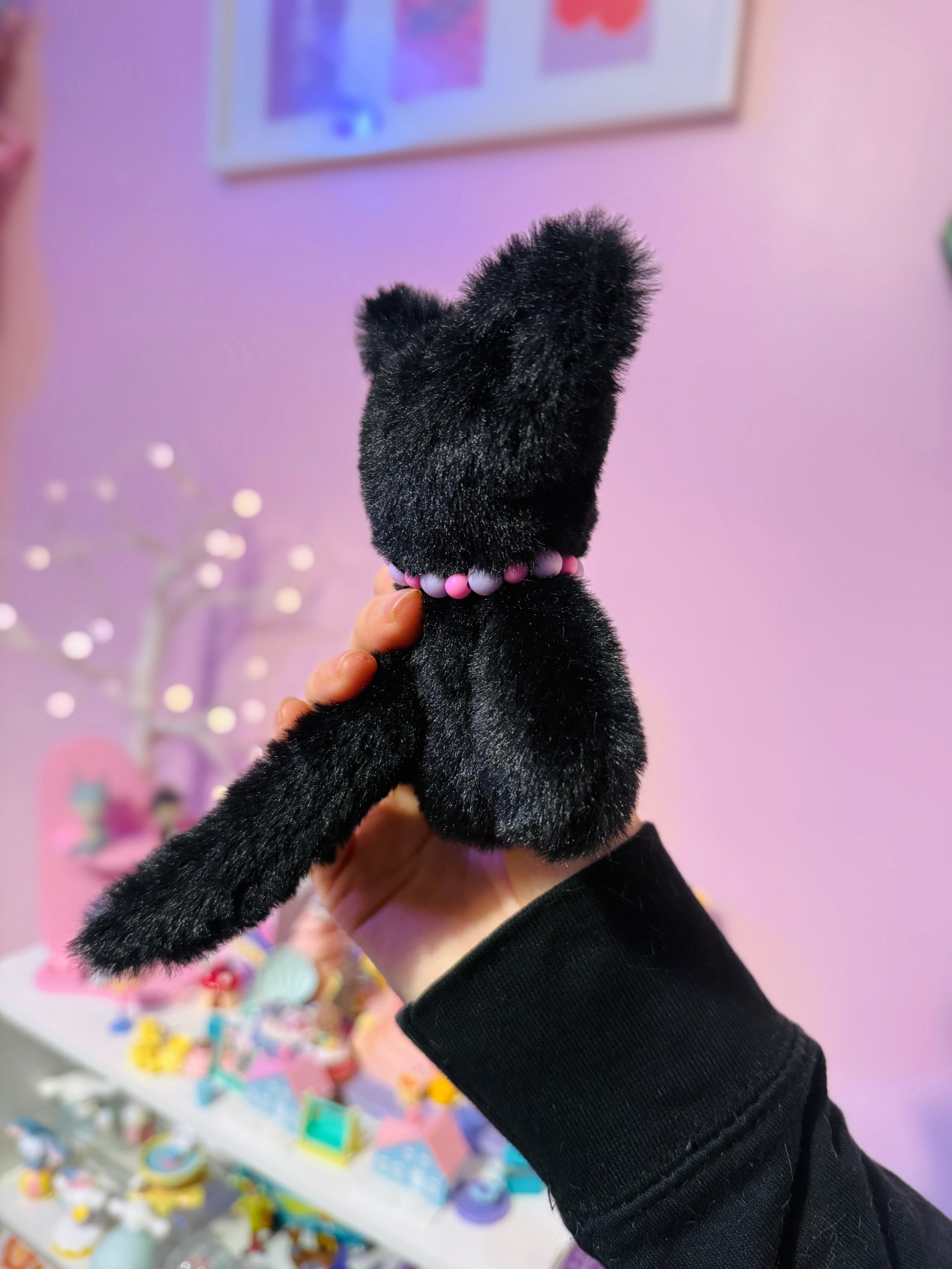 BLACK CAT PALMPUFF - Handmade Mini Luxury Weighted Doll