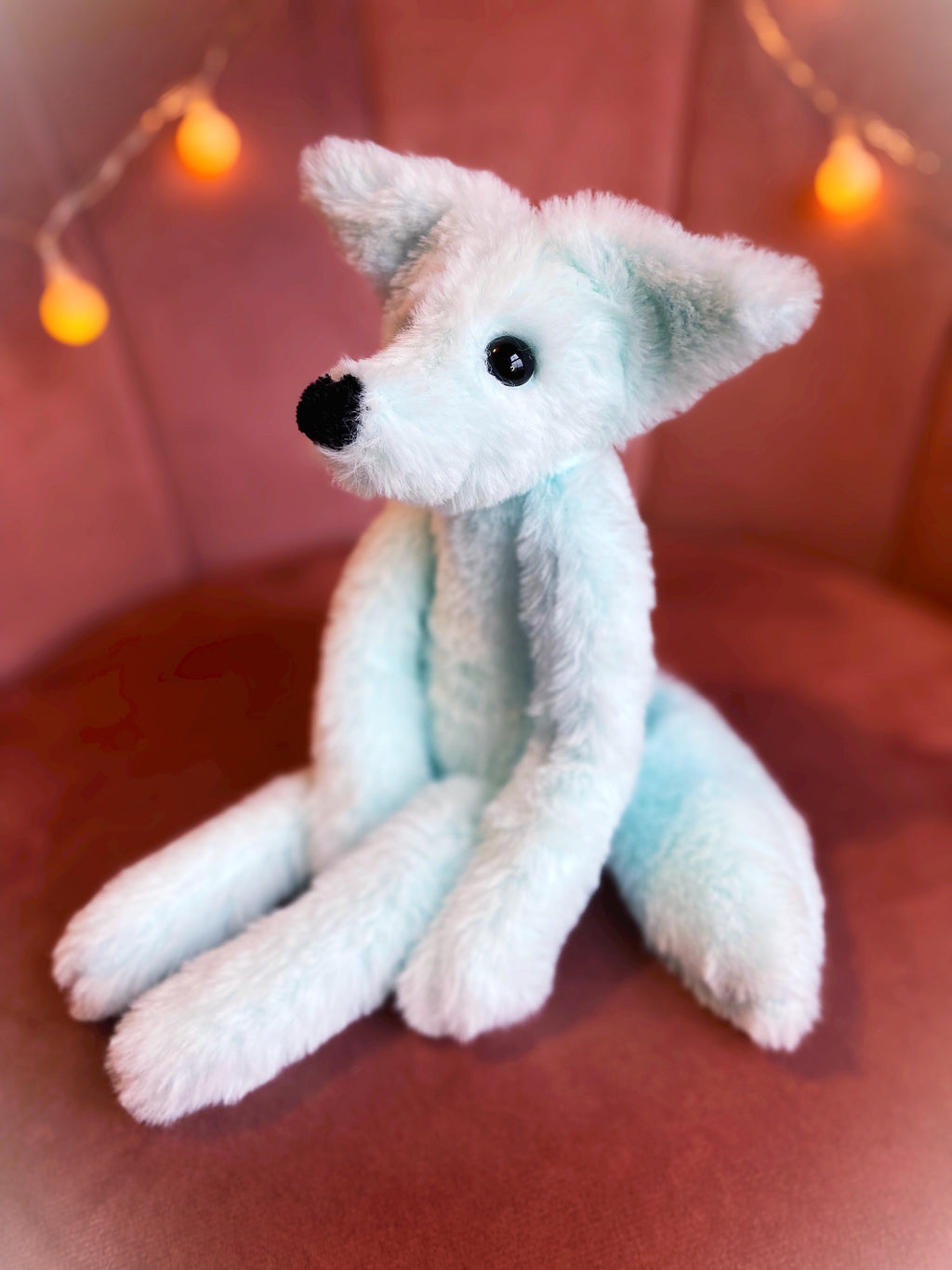 FROST FOX (B) - Handmade Luxury Weighted Plush Fluffy Fox Doll