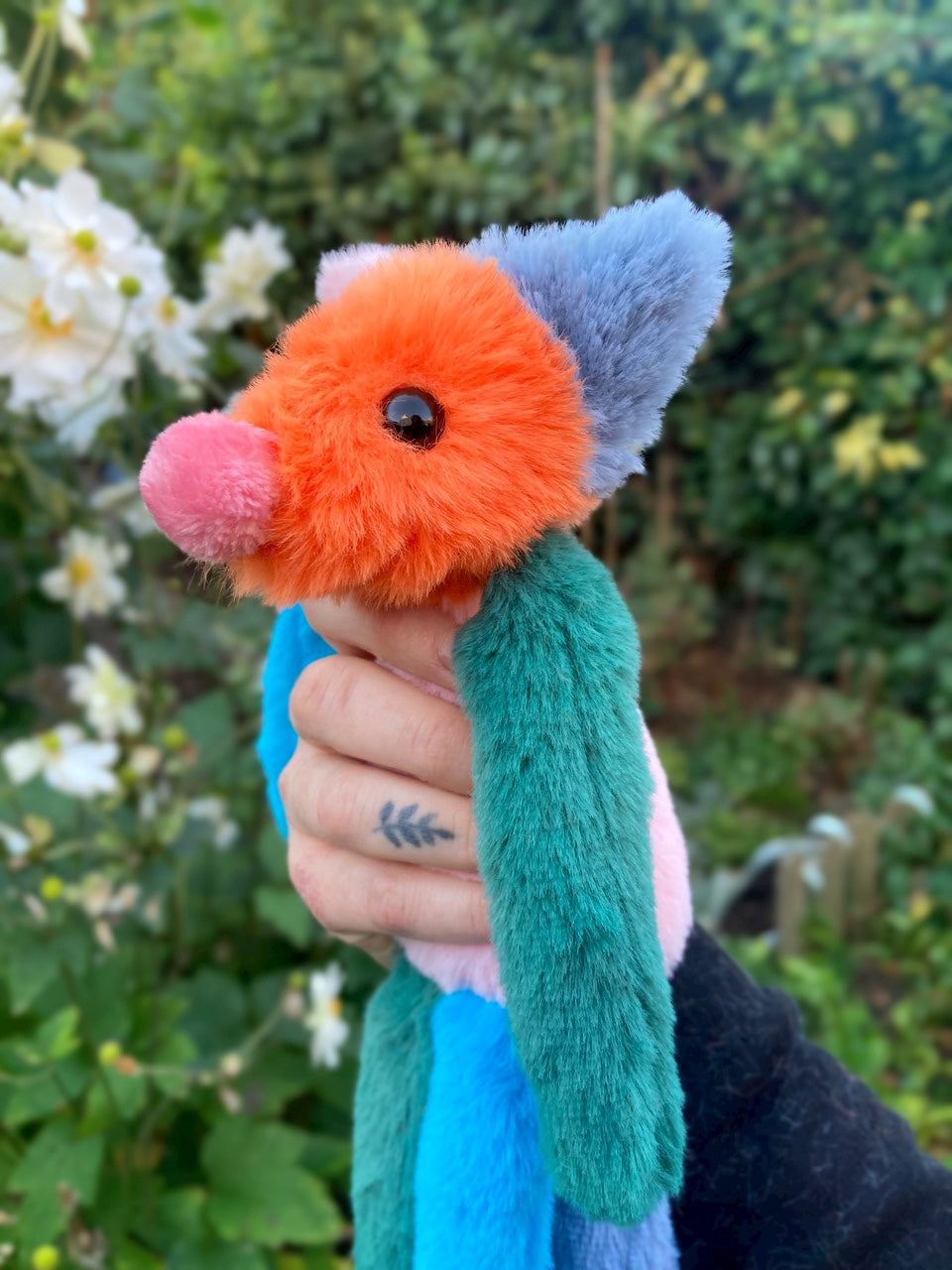 COLOUR BLOCK FOX - Handmade Luxury Weighted Plush Fluffy Fox Doll