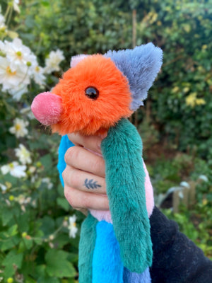 COLOUR BLOCK FOX - Handmade Luxury Weighted Plush Fluffy Fox Doll