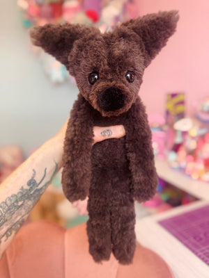 LARGE CURLY CHOCOLATE FOX - Handmade Luxury Weighted Plush Doll
