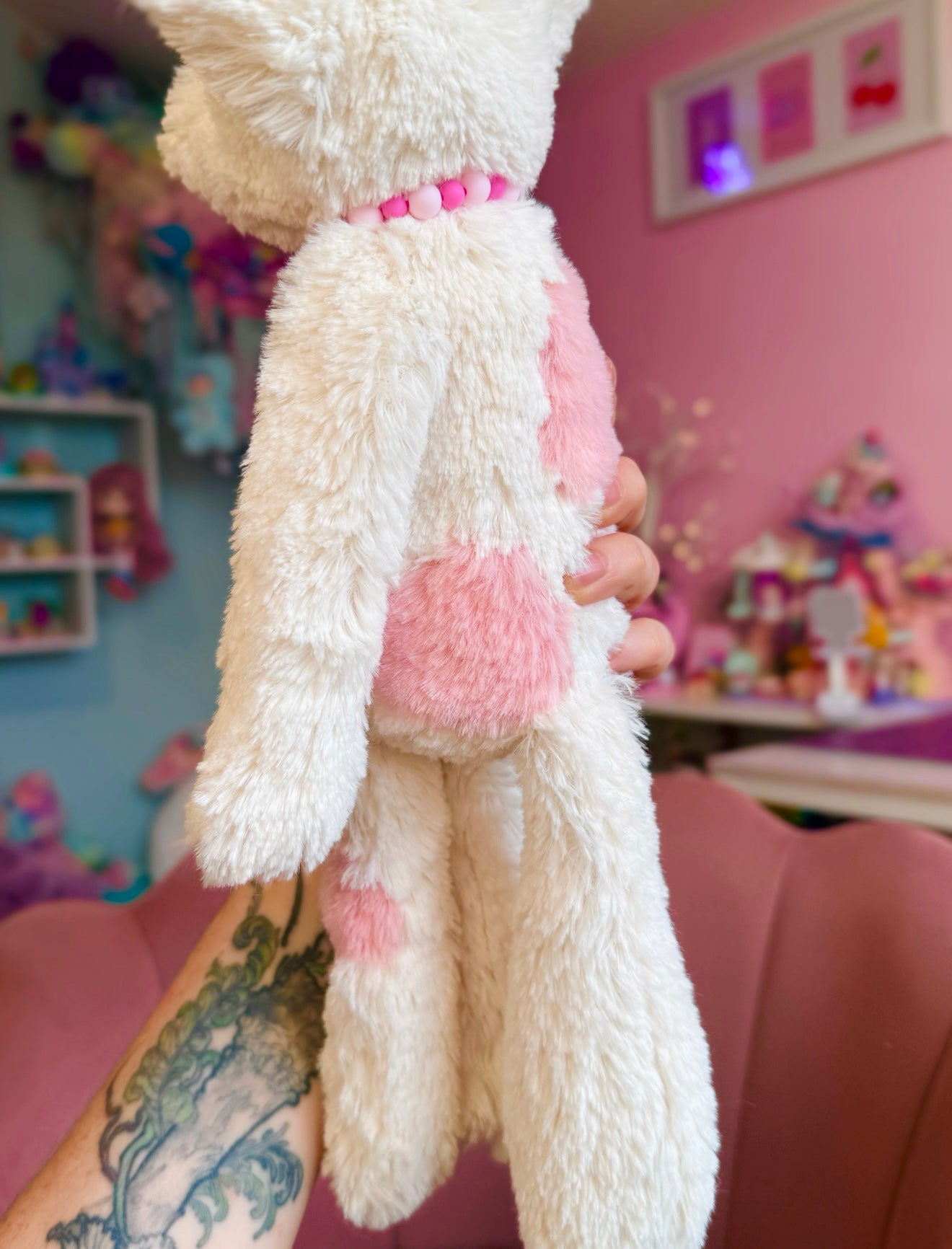 STRAWBERRY MILK FOX - Handmade Luxury Weighted Plush Fluffy Fox Doll