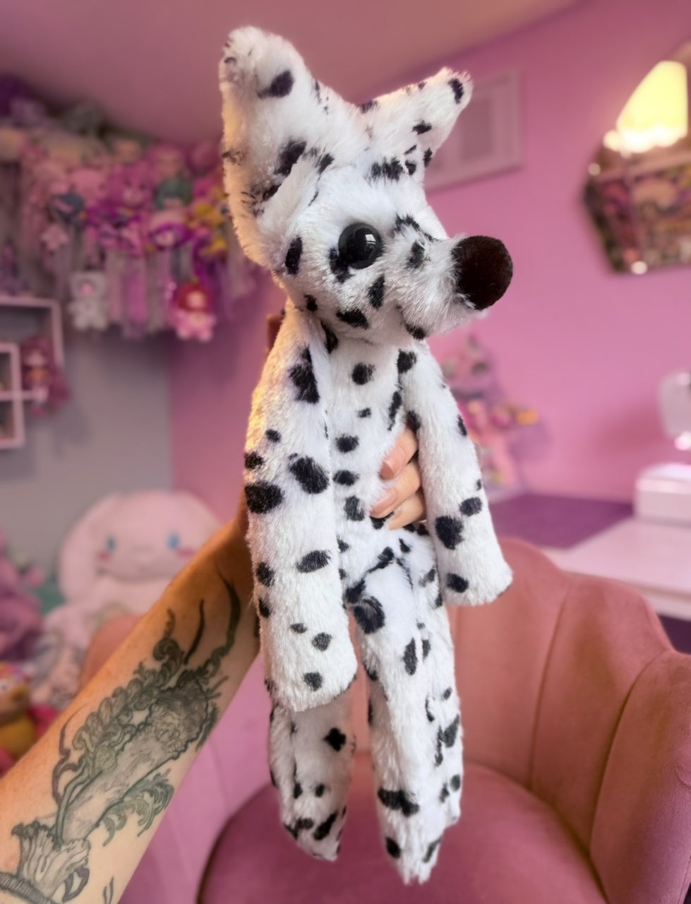 RESERVED - DALMATION FOX - Handmade Luxury Weighted Plush Fluffy Fox Doll
