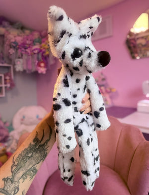RESERVED - DALMATION FOX - Handmade Luxury Weighted Plush Fluffy Fox Doll