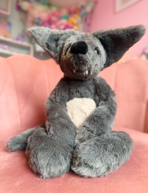 BIG GREY WOLF - Handmade Luxury Weighted Plush Fluffy Fox Doll