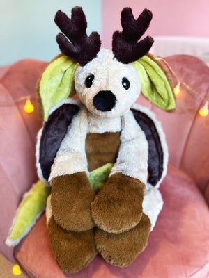 XXL FLYING FOREST FAWN - Handmade Luxury Weighted Plush Fluffy Fox Doll