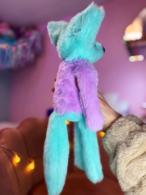 COSMIC COLOURBLOCK FOX (A) - Handmade Luxury Weighted Plush Fluffy Fox Doll