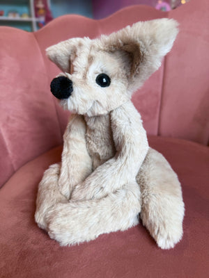 STONE FOX - Handmade Luxury Weighted Plush Fluffy Fox Doll
