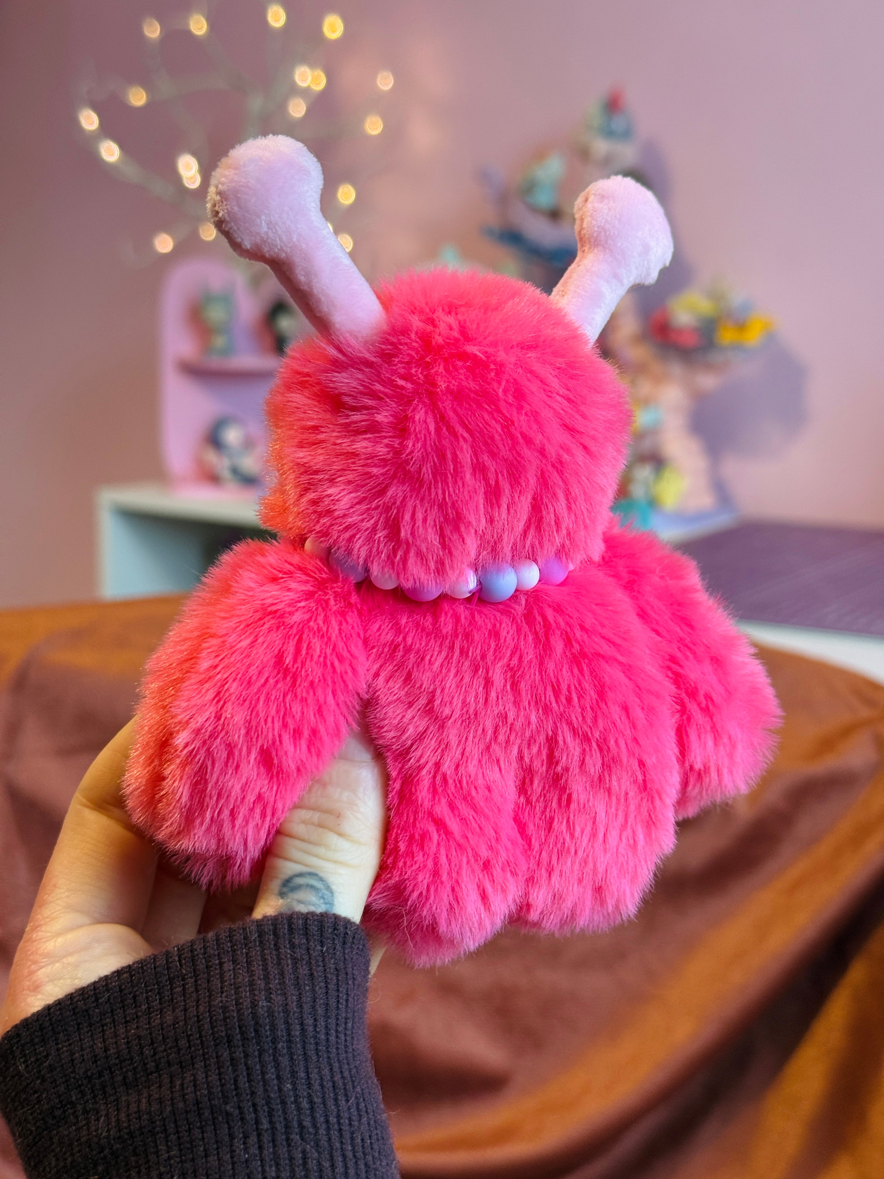 PINK ALIEN PALMPUFF - Handmade Mini Luxury Weighted Doll