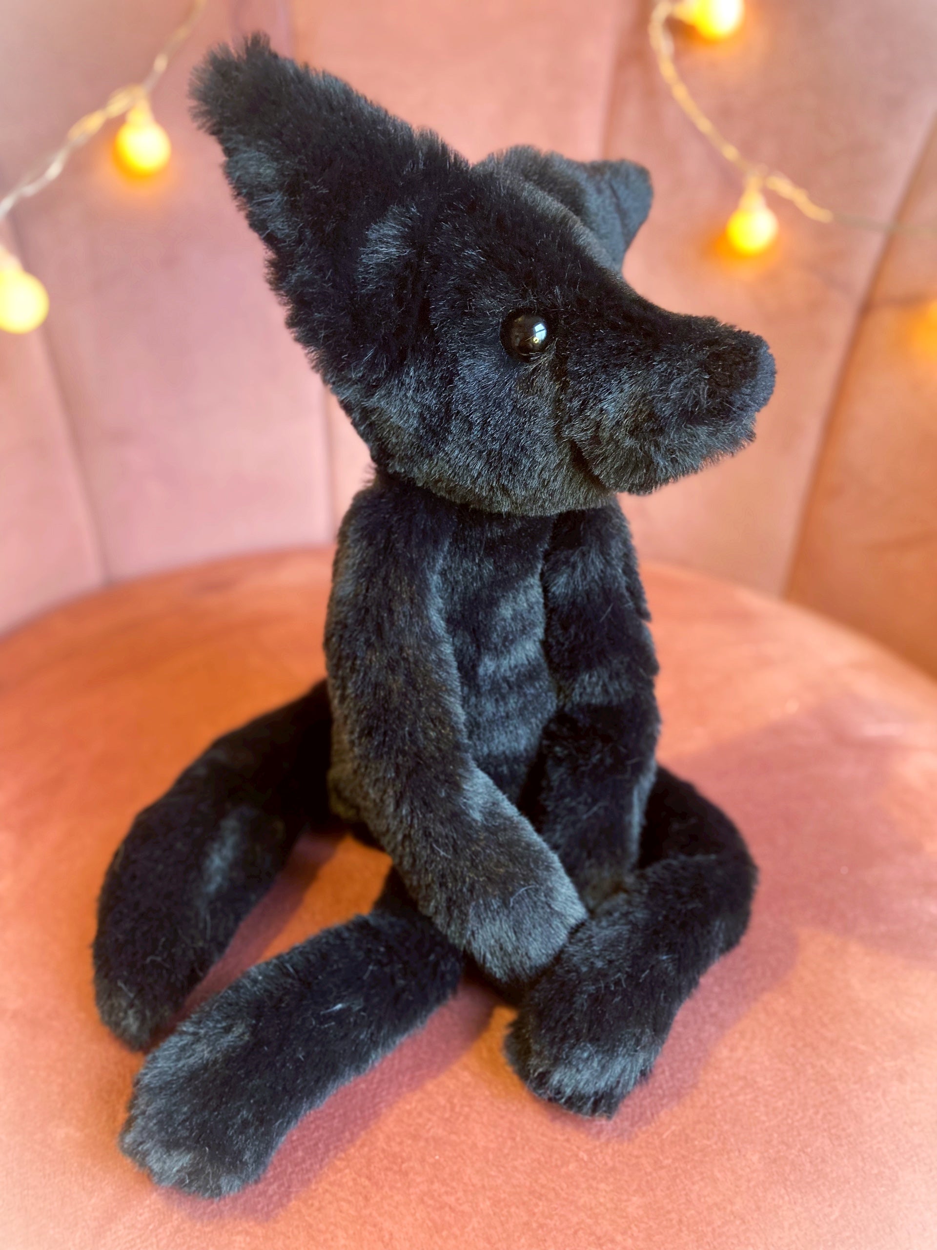 ONYX FOX - Handmade Luxury Weighted Plush Fluffy Fox Doll