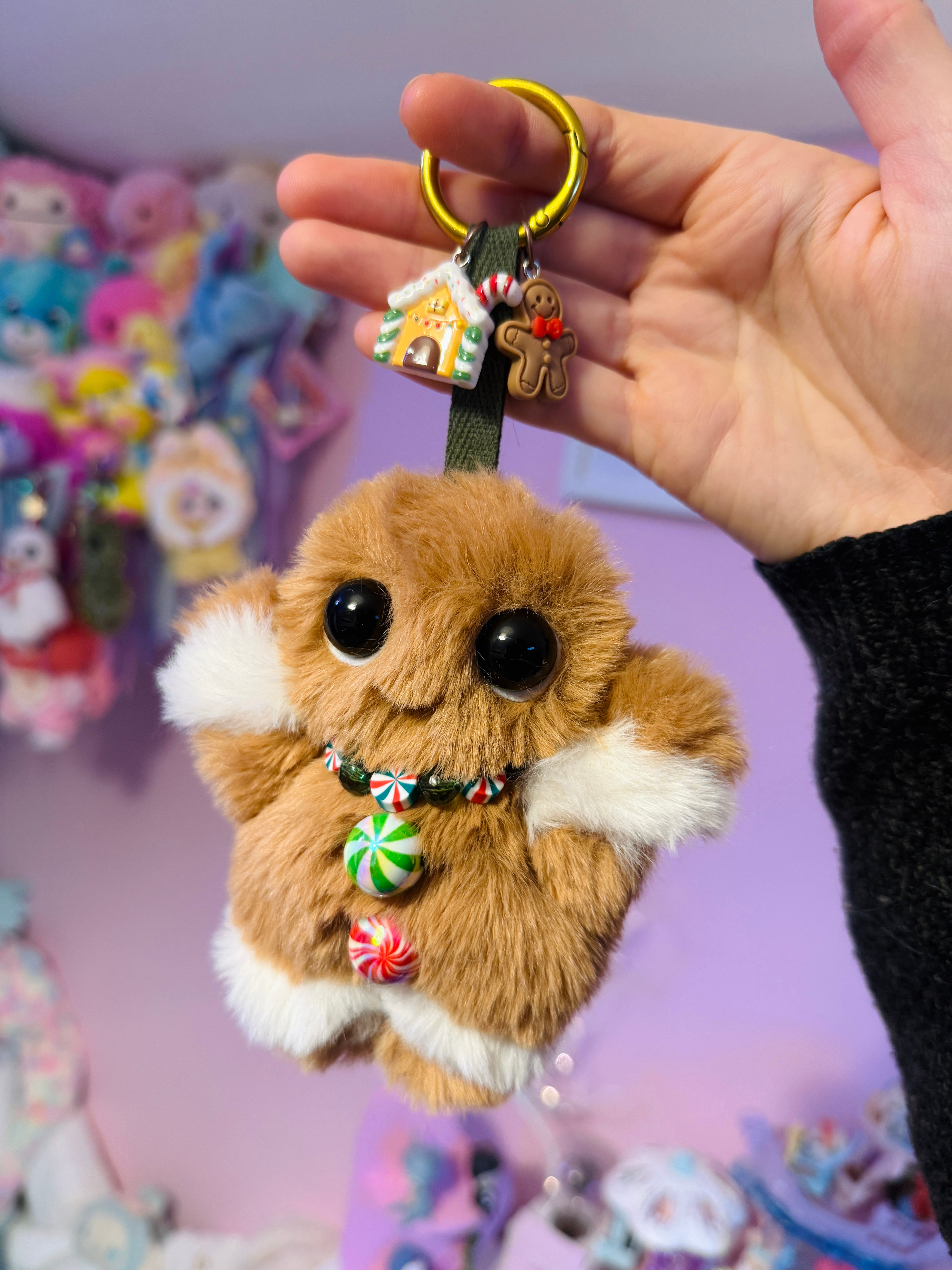 GINGERBREAD PALMPUFF PENDANT (C) - Handmade Mini Luxury Weighted Doll