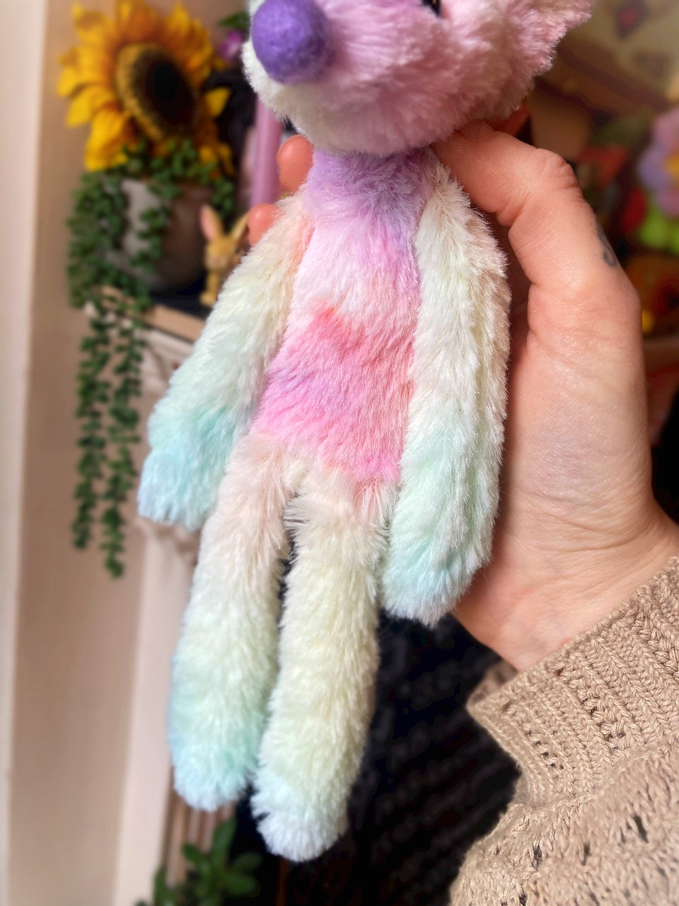 COTTON CANDY FLUFFY FOX CUB (B) - Handmade Weighted Plush Fox Doll