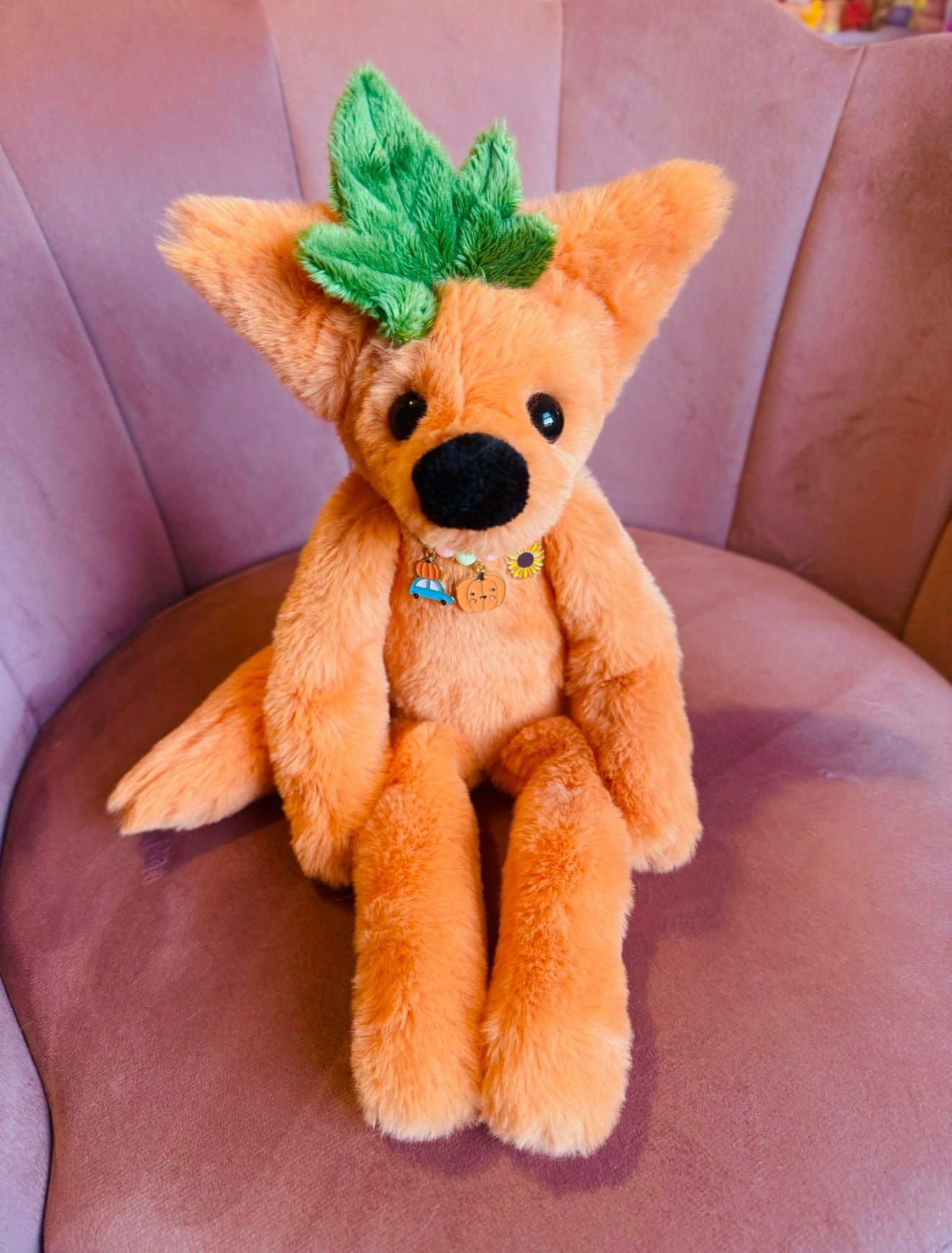 LARGE PUMPKIN PATCH FOX - Handmade Luxury Weighted Plush Fluffy Fox Doll