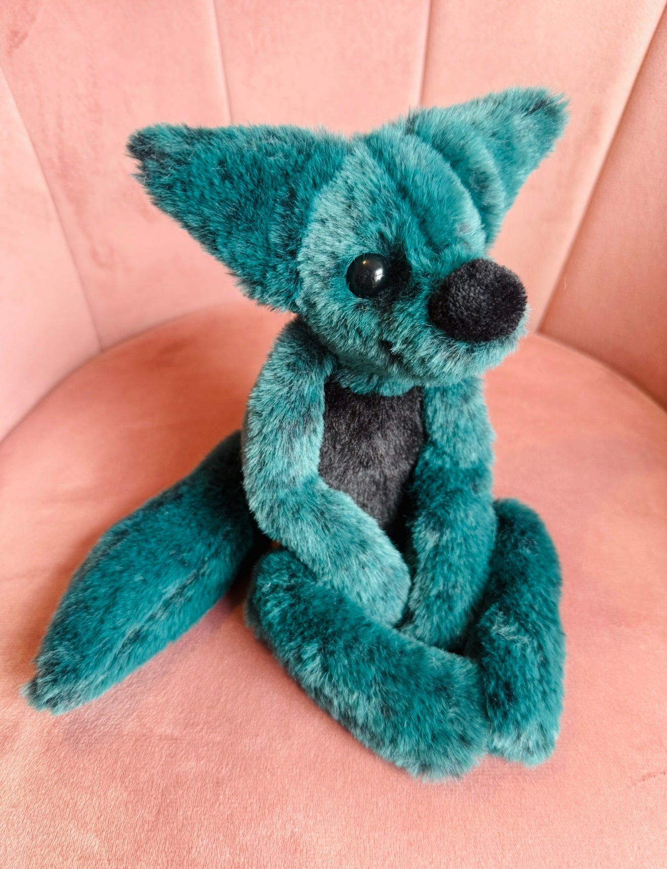 DARK FOREST FOX - Handmade Luxury Weighted Plush Fluffy Fox Doll