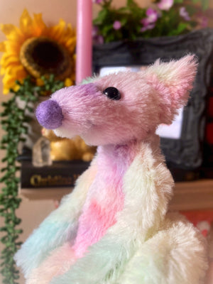 COTTON CANDY FLUFFY FOX CUB (B) - Handmade Weighted Plush Fox Doll