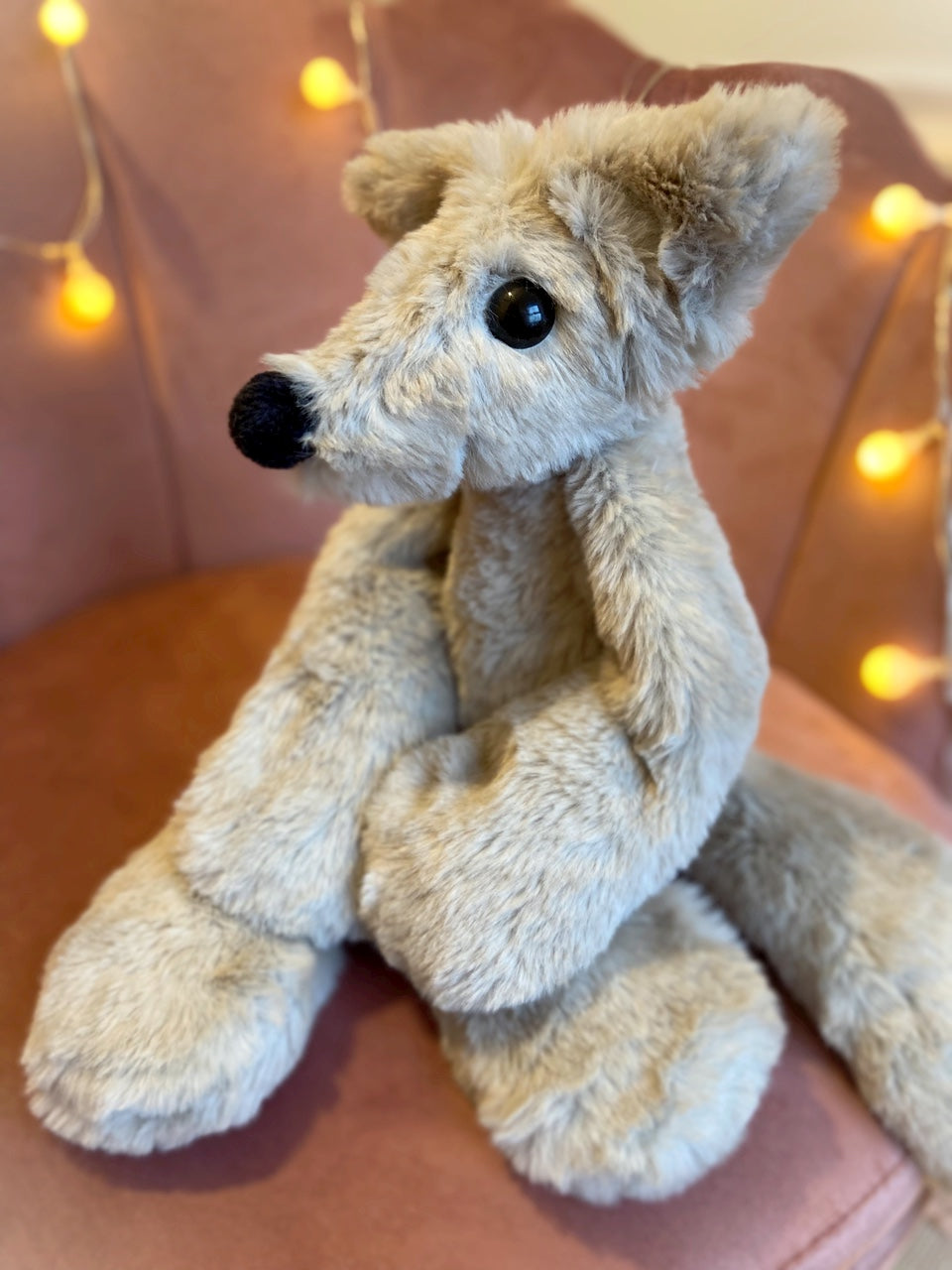 XL STONE FOX - Handmade Luxury Weighted Plush Fluffy Fox Doll