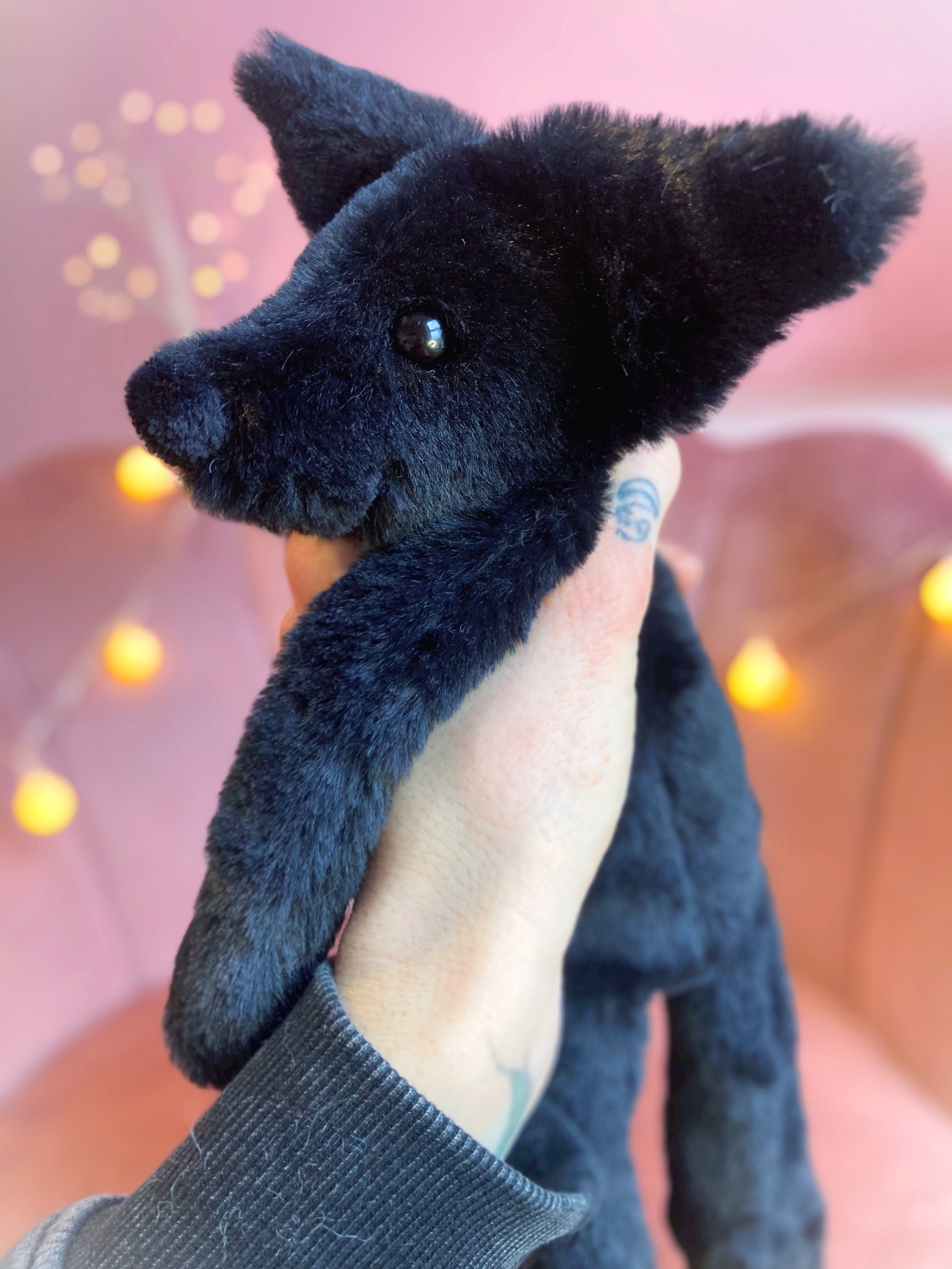 ONYX FOX - Handmade Luxury Weighted Plush Fluffy Fox Doll