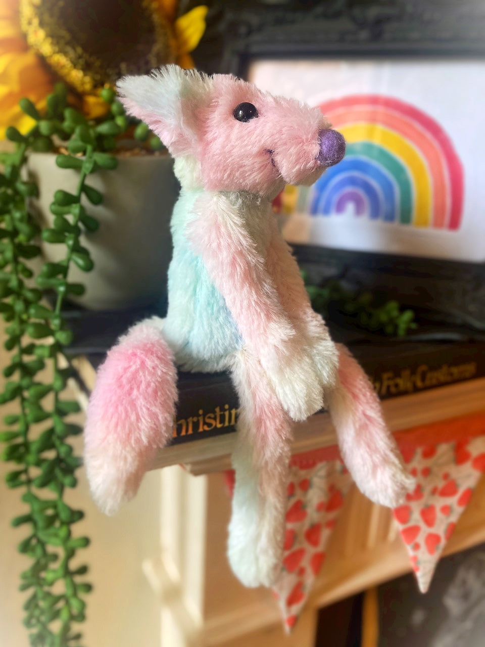 COTTON CANDY FLUFFY FOX CUB (2) - Handmade Weighted Plush Fox Doll