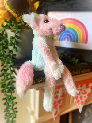 COTTON CANDY FLUFFY FOX CUB (2) - Handmade Weighted Plush Fox Doll