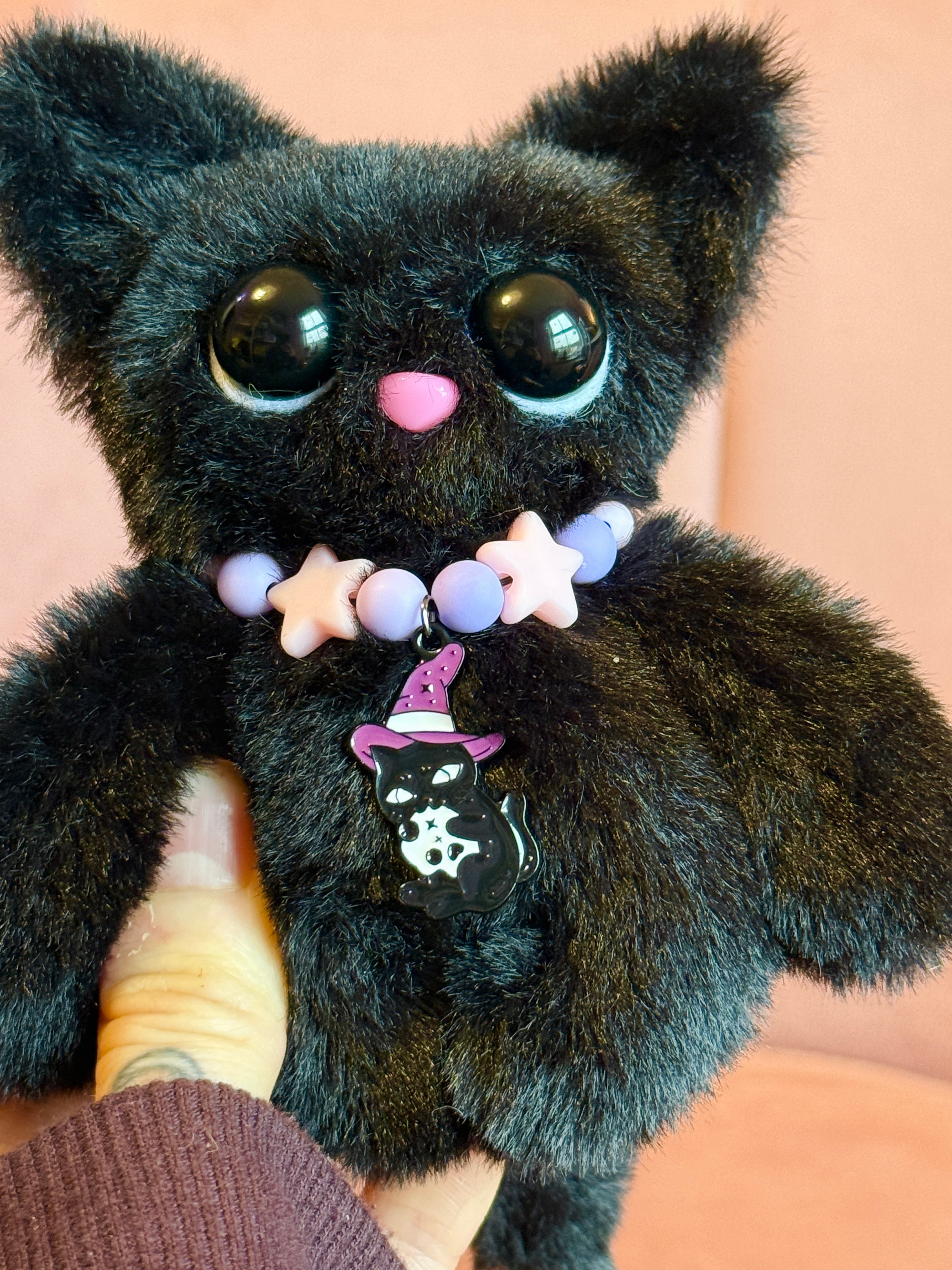 BLACK CAT PALMPUFF - Handmade Mini Luxury Weighted Doll