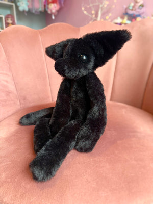 ONYX FOX (B) - Handmade Luxury Weighted Plush Fluffy Fox Doll