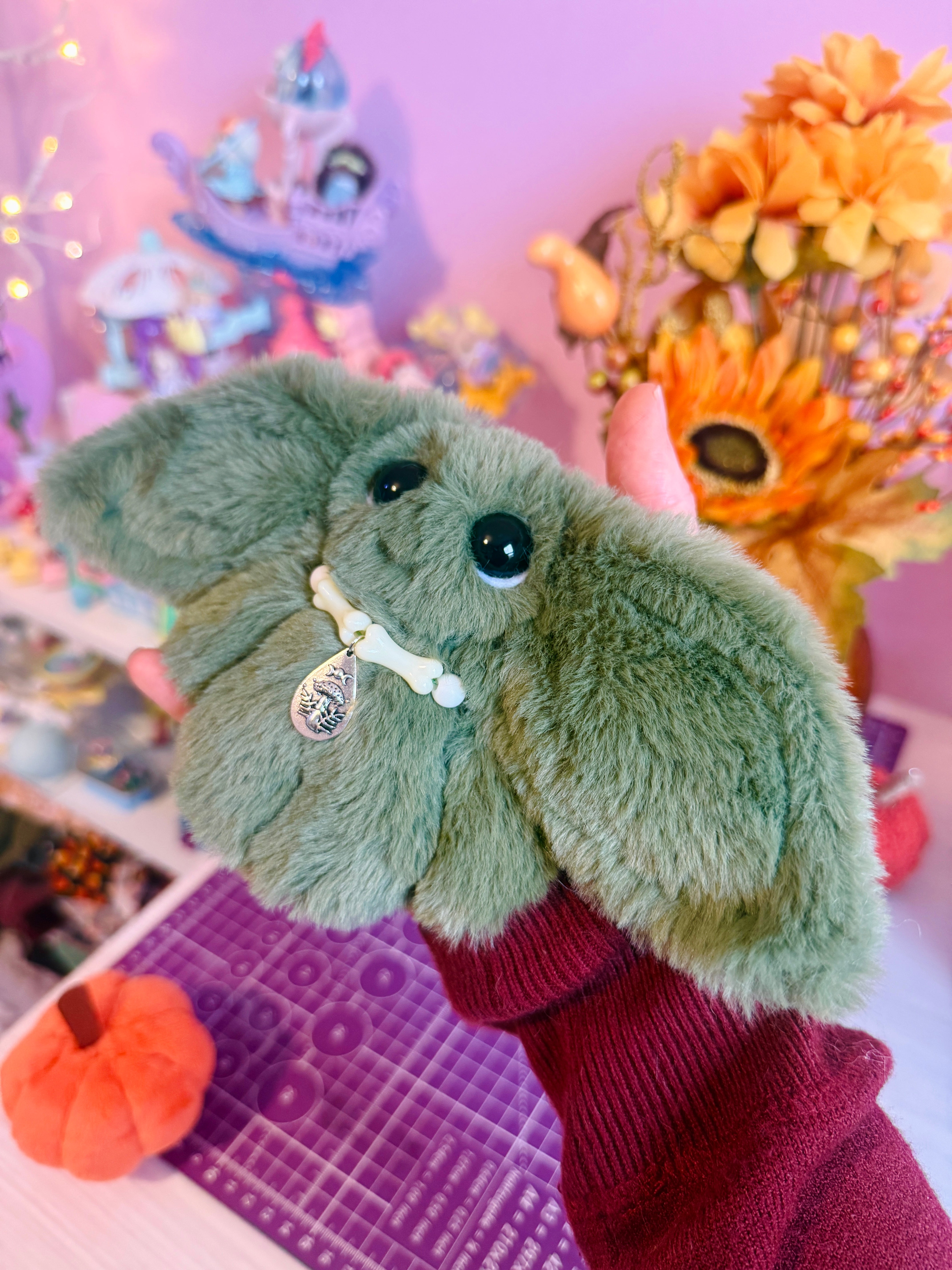 FOREST GOBLIN PALMPUFF (B) - Handmade Mini Luxury Weighted Doll