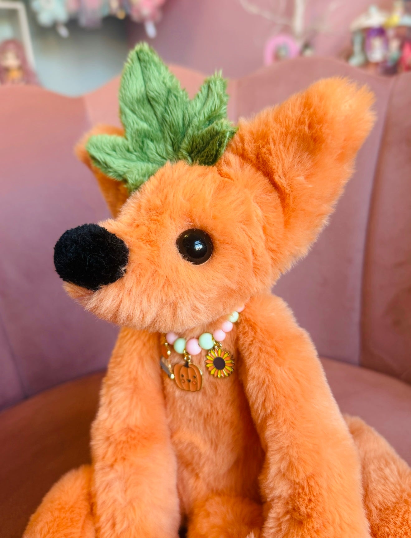LARGE PUMPKIN PATCH FOX - Handmade Luxury Weighted Plush Fluffy Fox Doll
