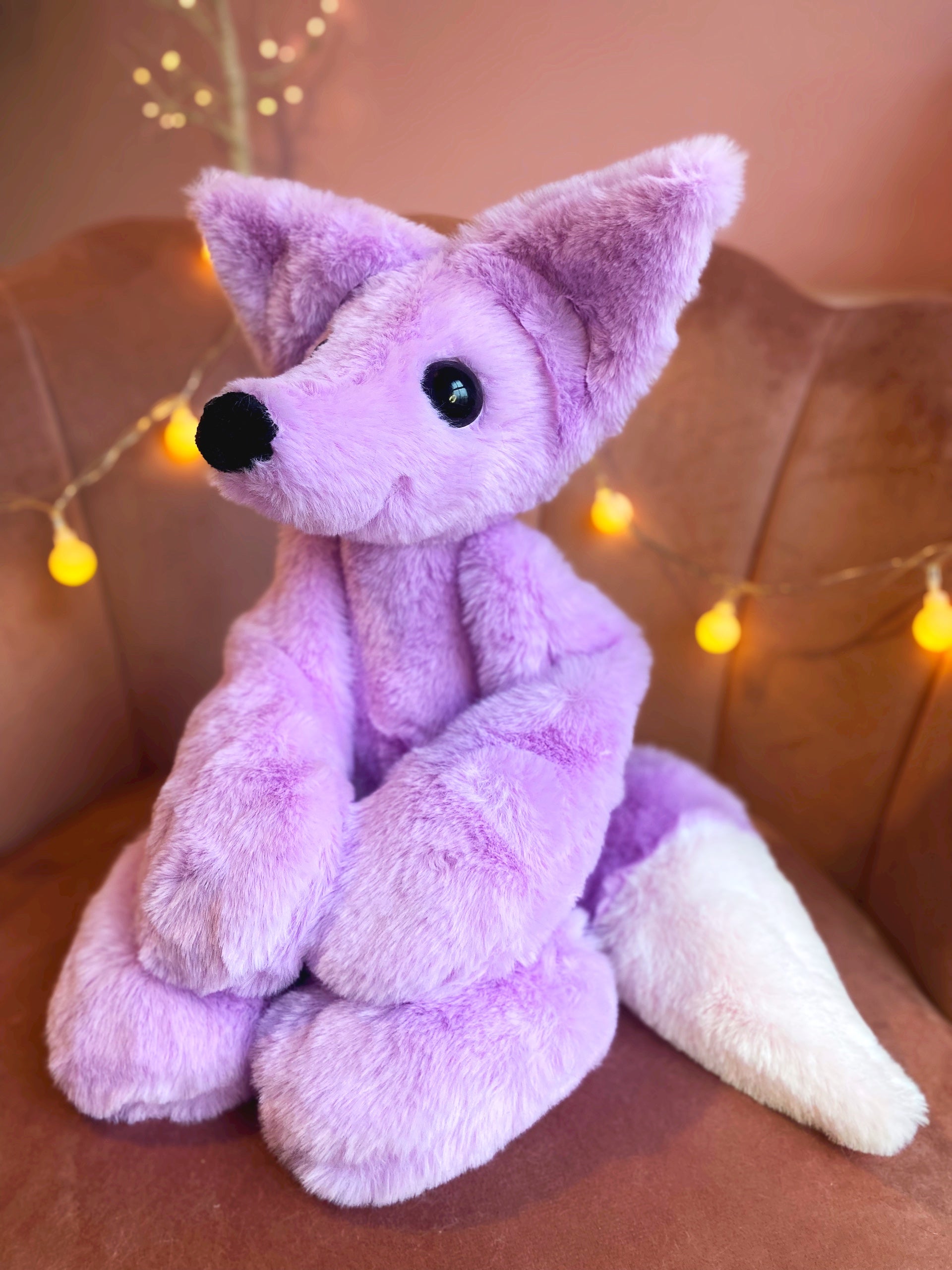 XL LAVENDER FOX - Handmade Luxury Weighted Plush Fluffy Fox Doll