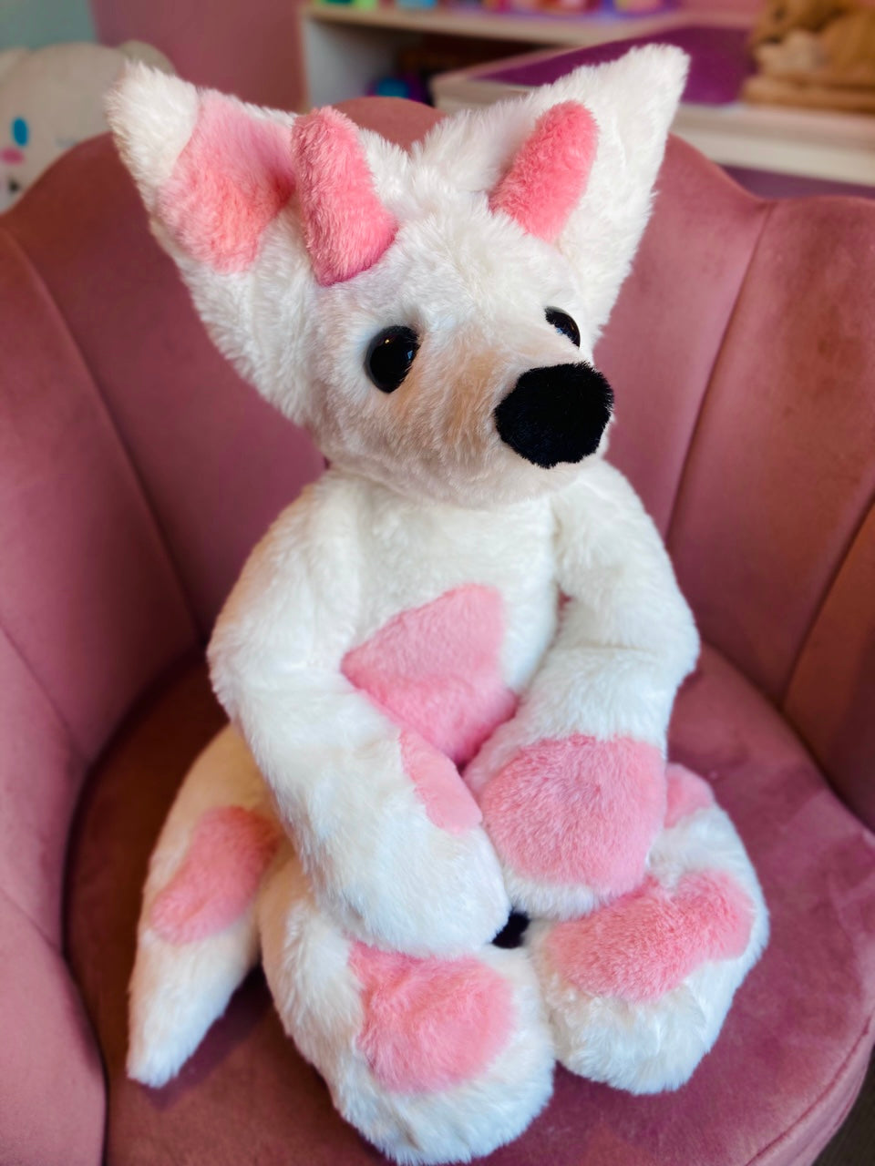 XL STRAWBERRY MILK FOX - Handmade Luxury Weighted Fox Doll