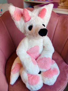 XL STRAWBERRY MILK FOX - Handmade Luxury Weighted Fox Doll
