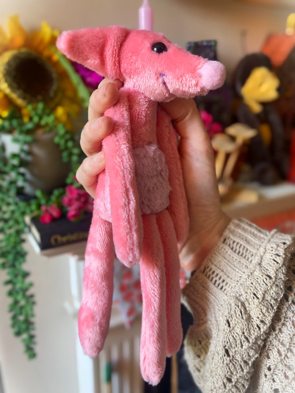 SOFT PINK FLUFFY BELLY FOX (A) - Handmade Weighted Plush Fox Doll