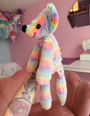 BIG RAINBOW SHERBET FOX - Handmade Luxury Weighted Fox Doll