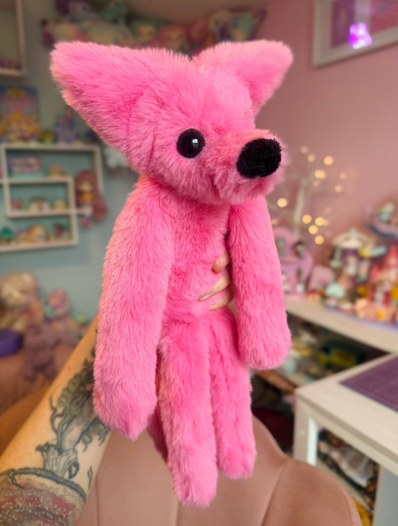 BUBBLEGUM FOX - Handmade Luxury Weighted Plush Fluffy Fox Doll