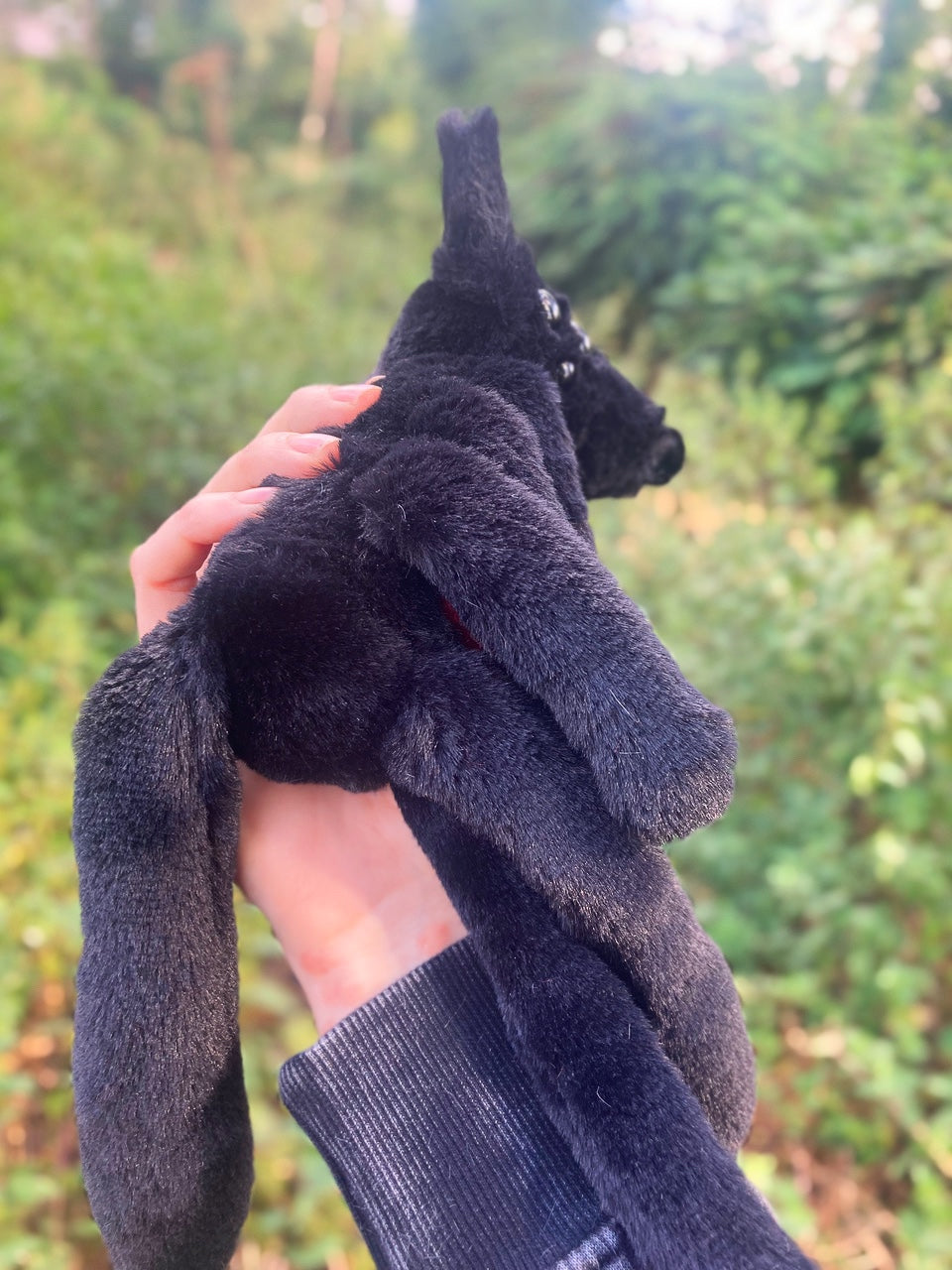 BLACK WIDOW SPIDERFOX - Handmade Luxury Weighted Plush Fluffy Fox Doll
