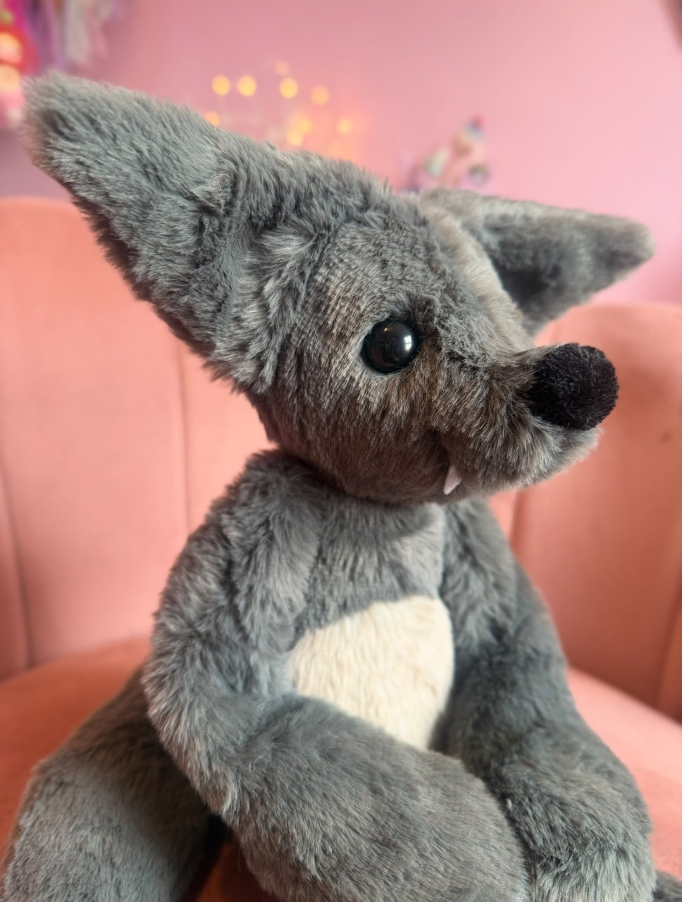 BIG GREY WOLF - Handmade Luxury Weighted Plush Fluffy Fox Doll
