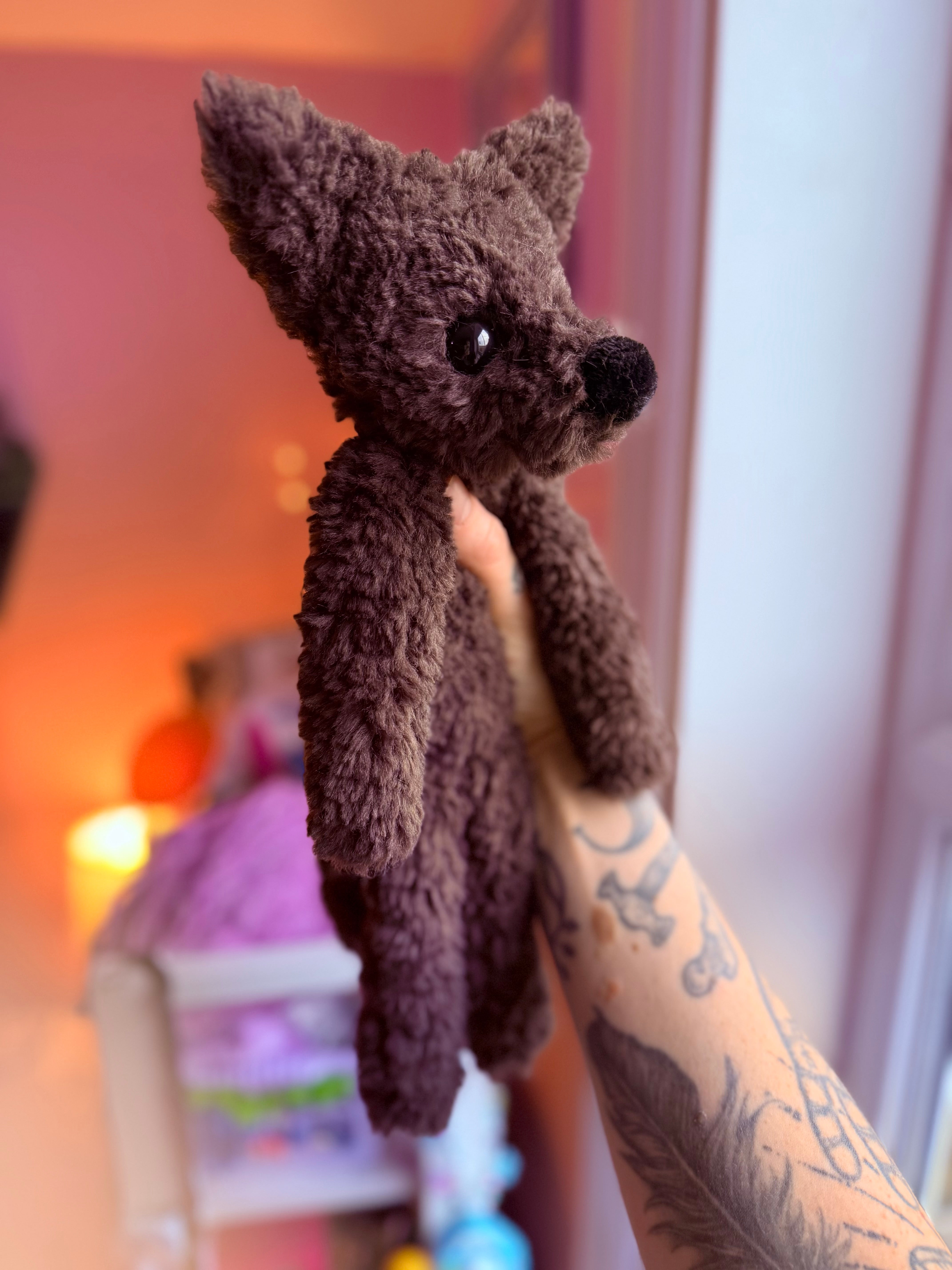 CURLY CHOCOLATE FOX - Handmade Luxury Weighted Plush Doll