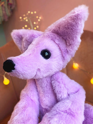 XL LAVENDER FOX - Handmade Luxury Weighted Plush Fluffy Fox Doll