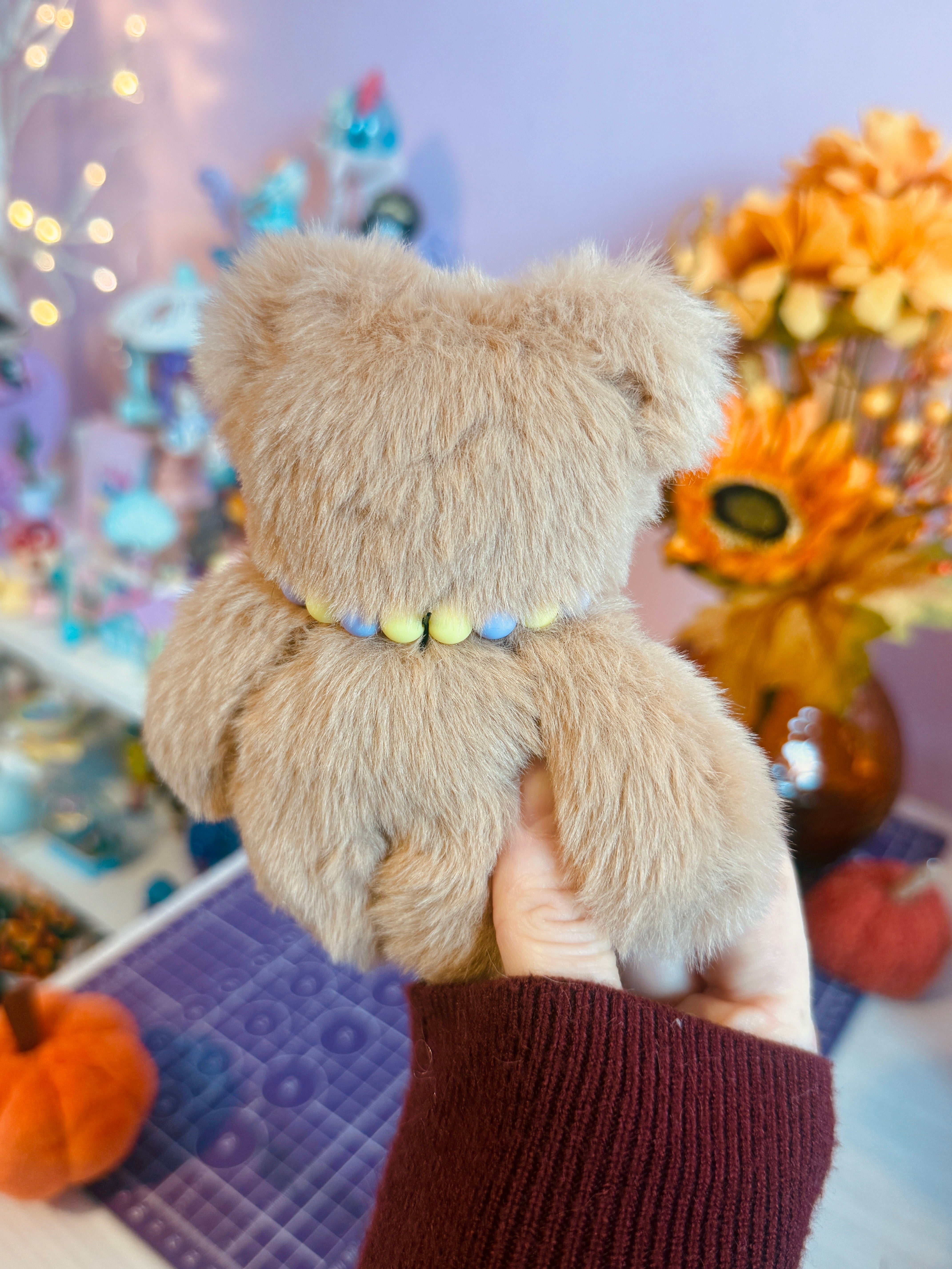 HONEY BEAR PALMPUFF (B) - Handmade Mini Luxury Weighted Doll