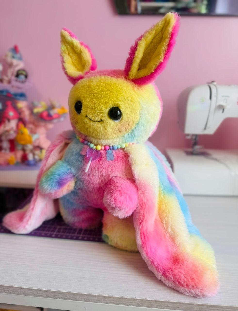 SUGARFLAPS THE COTTON CANDY MOTH - Handmade Luxury Weighted Pudgepuff Doll