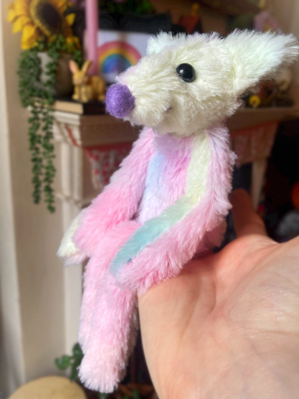 COTTON CANDY FLUFFY FOX CUB (C) - Handmade Weighted Plush Fox Doll