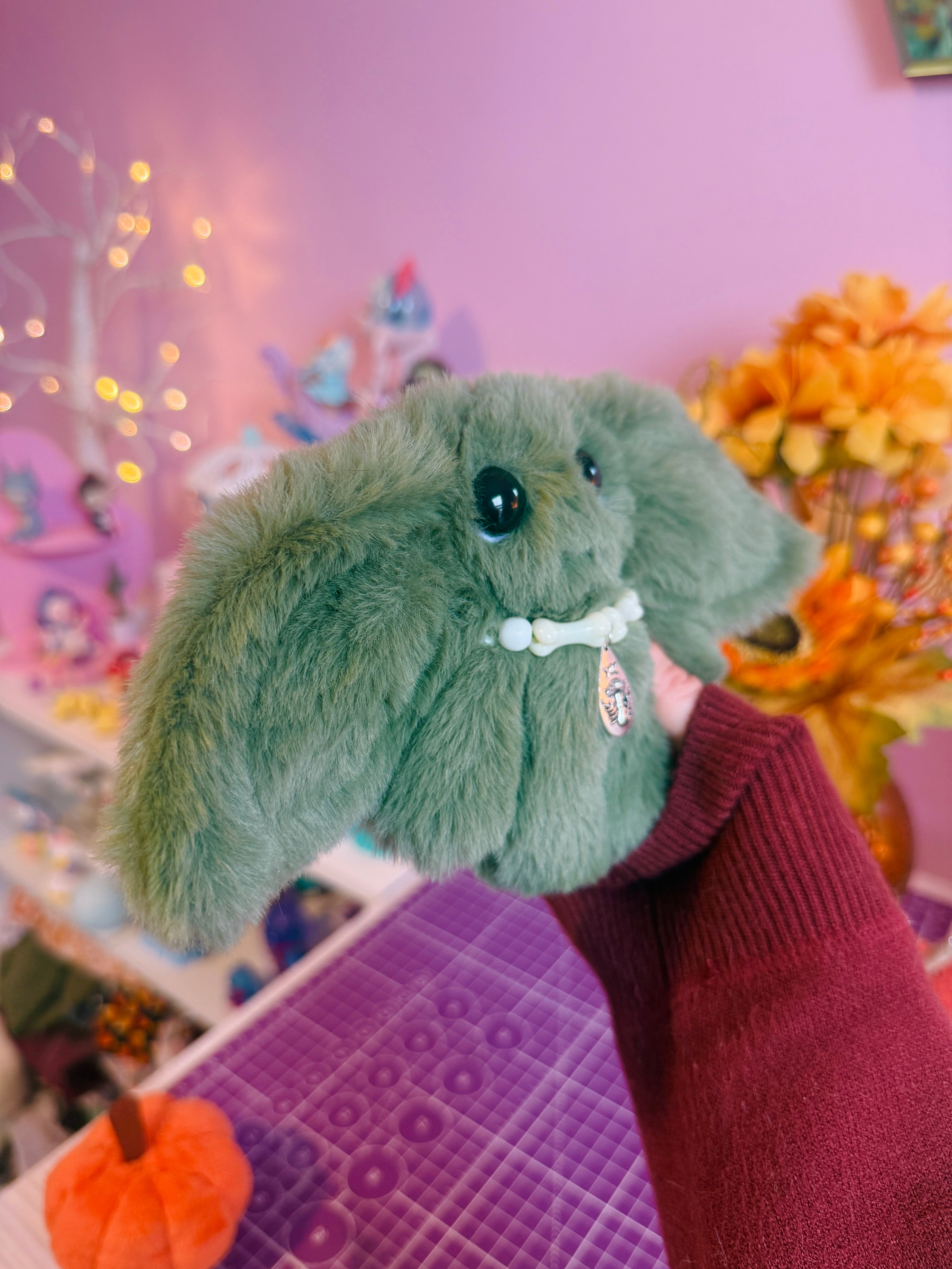 FOREST GOBLIN PALMPUFF (B) - Handmade Mini Luxury Weighted Doll