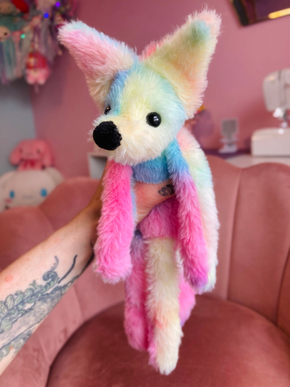 COTTON CANDY FOX (C) - Handmade Luxury Weighted Fox Doll