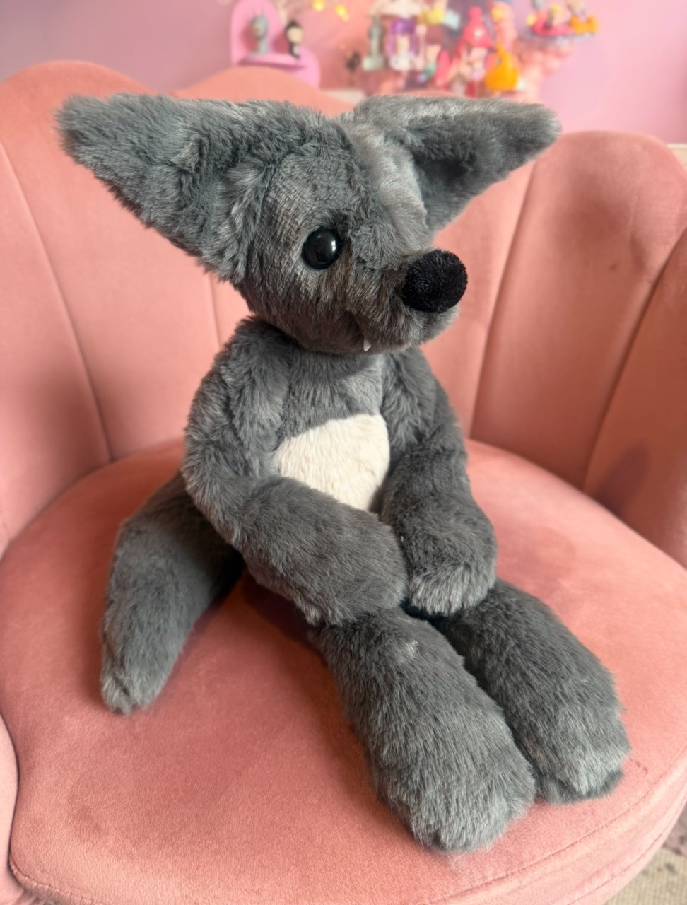 BIG GREY WOLF - Handmade Luxury Weighted Plush Fluffy Fox Doll