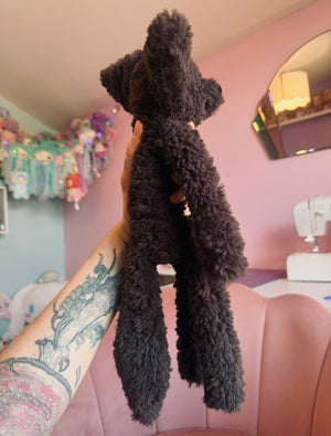 LARGE CURLY CHOCOLATE FOX (B) - Handmade Luxury Weighted Plush Doll