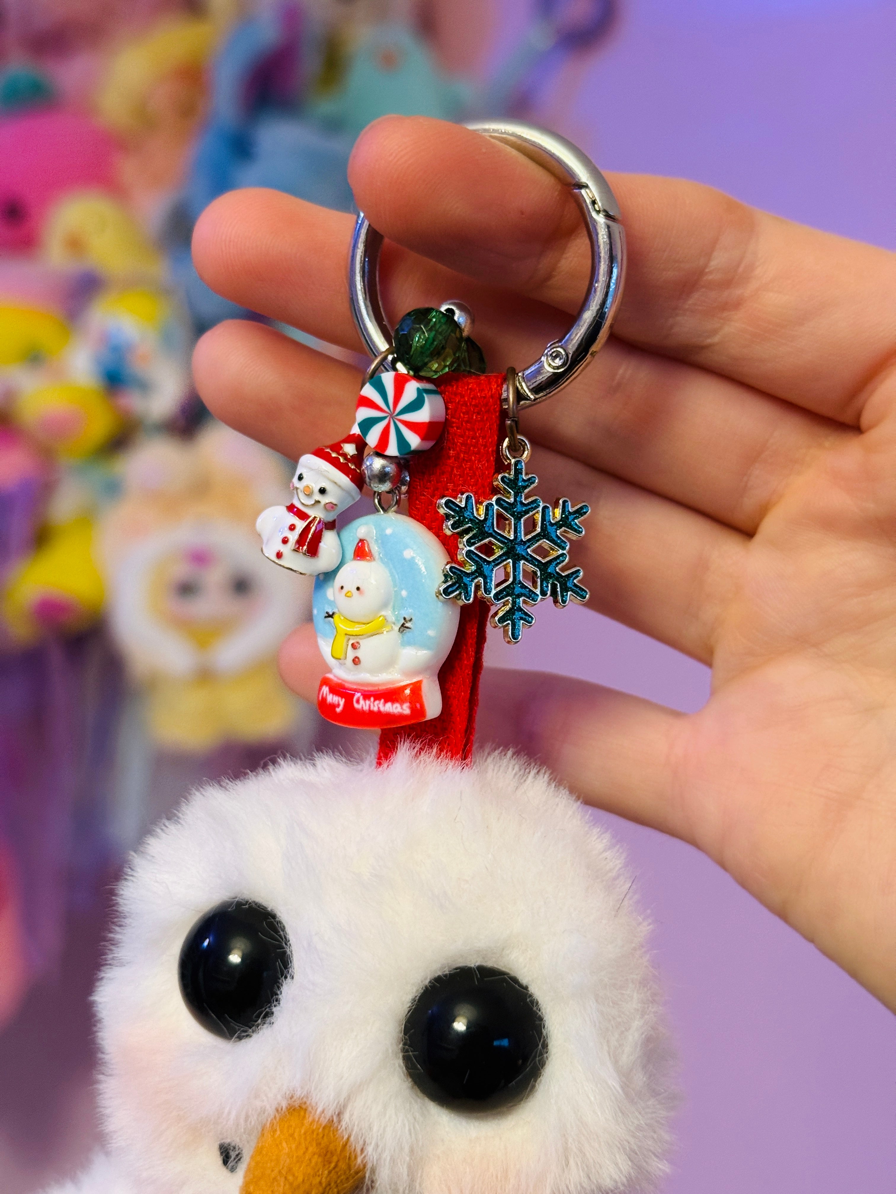 SNOWMAN PALMPUFF PENDANT - Handmade Mini Luxury Weighted Doll