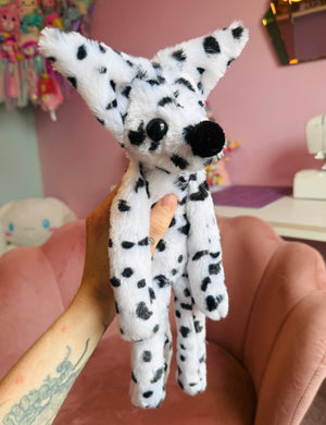 DALMATION FOX - Handmade Luxury Weighted Plush Fluffy Fox Doll