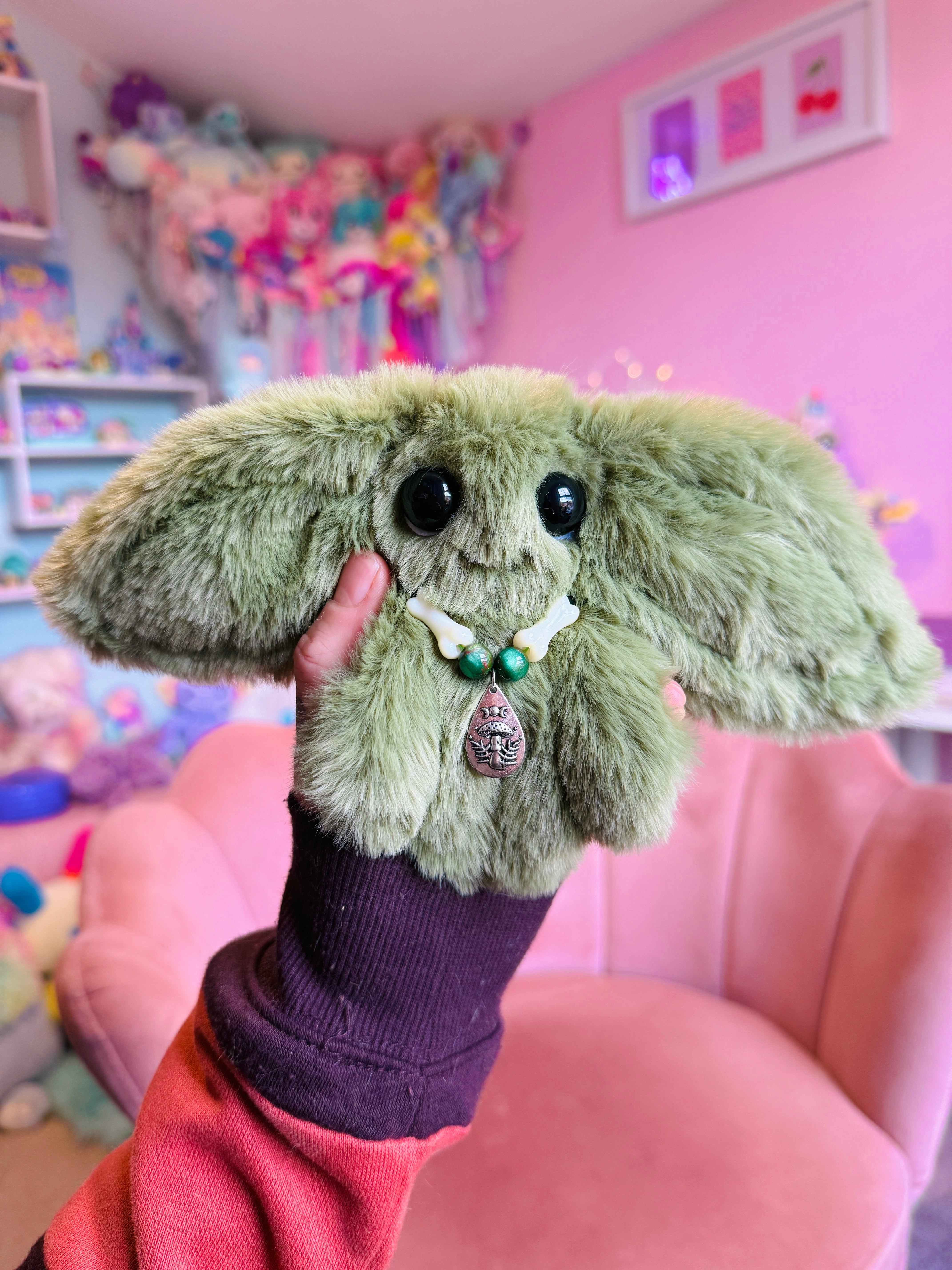 FOREST GOBLIN PALMPUFF (A) - Handmade Mini Luxury Weighted Doll