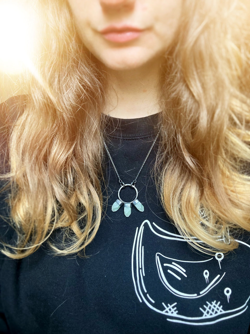 WOLF MOTHER Handmade Sterling Silver Necklace with Green Apophyllite