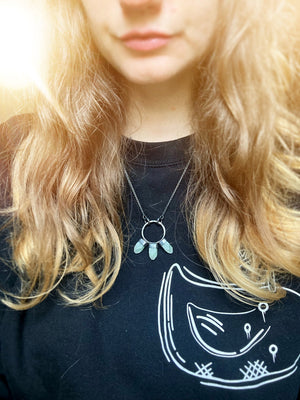 WOLF MOTHER Handmade Sterling Silver Necklace with Green Apophyllite