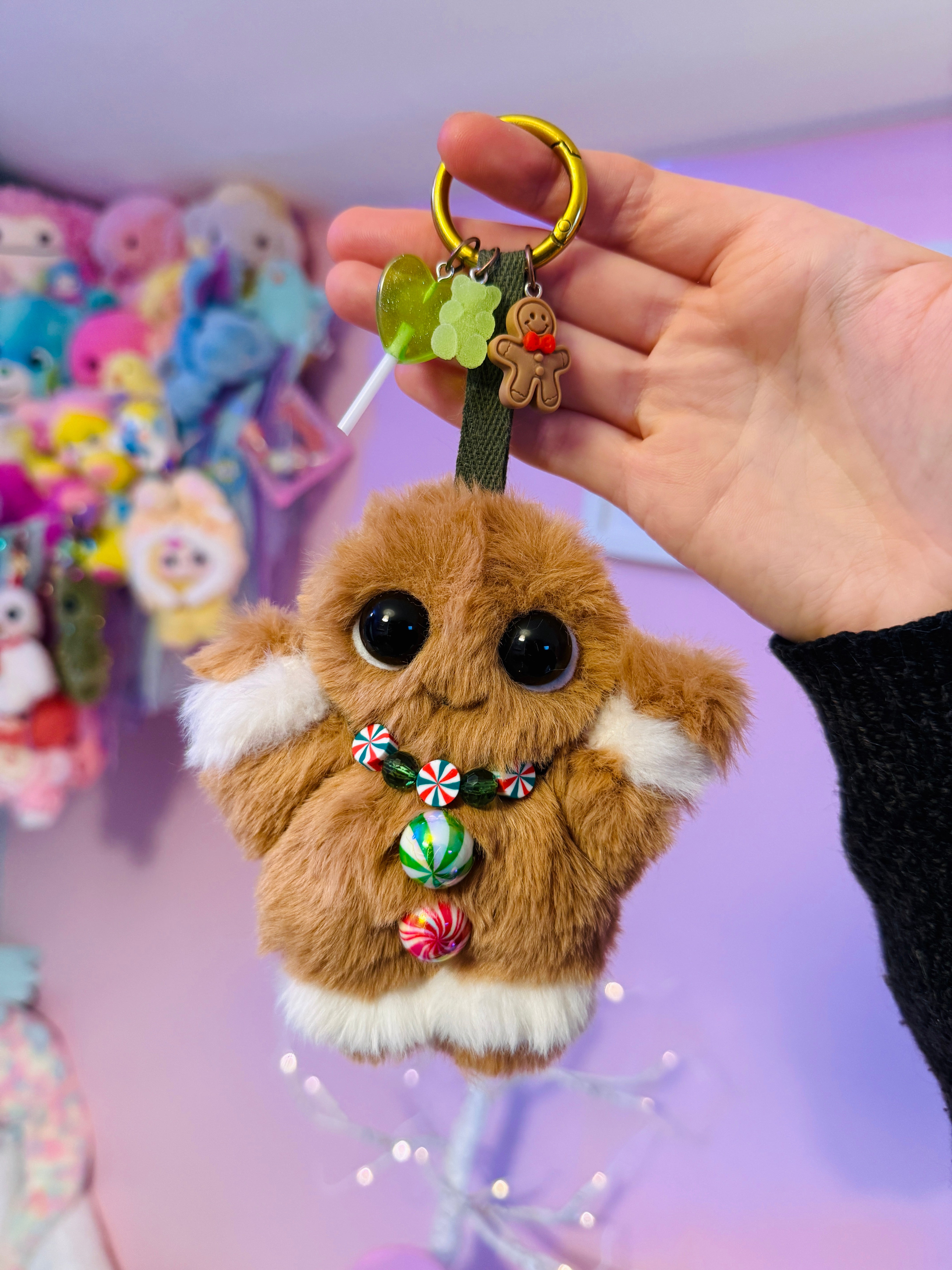 GINGERBREAD PALMPUFF PENDANT (B) - Handmade Mini Luxury Weighted Doll